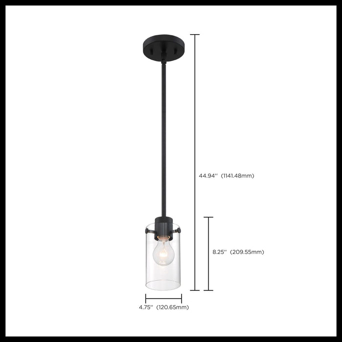 Mini Pendant Nuvo 60-7270 Sommerset - 1 Light - Mini Pendant Fixture - Matte Black Finish with Clear Glass Nuvo