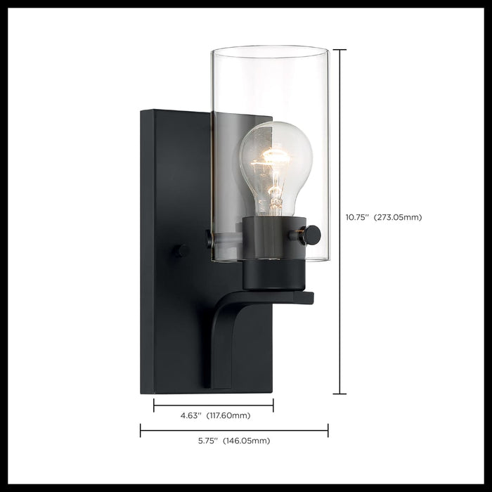 Vanity Nuvo 60-7271 Sommerset - 1 Light - Vanity Fixture - Matte Black Finish with Clear Glass Nuvo