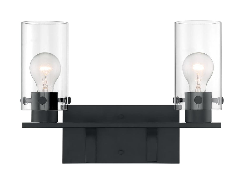 Vanity Nuvo 60-7272 Sommerset - 2 Light - Vanity Fixture - Matte Black Finish with Clear Glass Nuvo