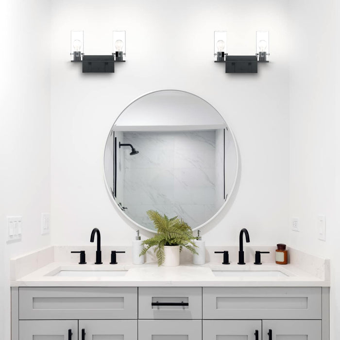 Vanity Nuvo 60-7272 Sommerset - 2 Light - Vanity Fixture - Matte Black Finish with Clear Glass Nuvo