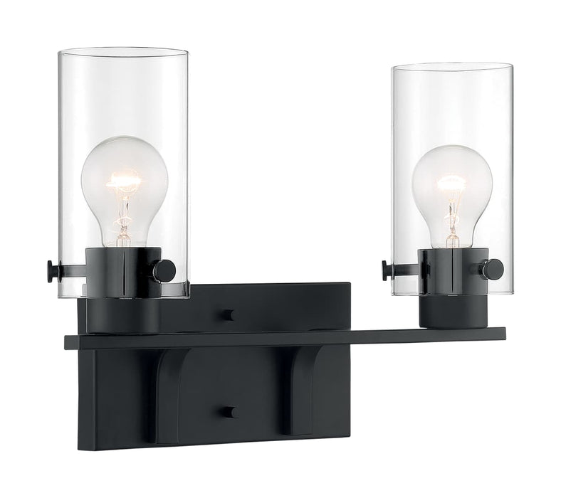 Vanity Nuvo 60-7272 Sommerset - 2 Light - Vanity Fixture - Matte Black Finish with Clear Glass Nuvo