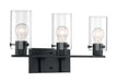 Vanity Nuvo 60-7273 Sommerset - 3 Light - Vanity Fixture - Matte Black Finish with Clear Glass Nuvo