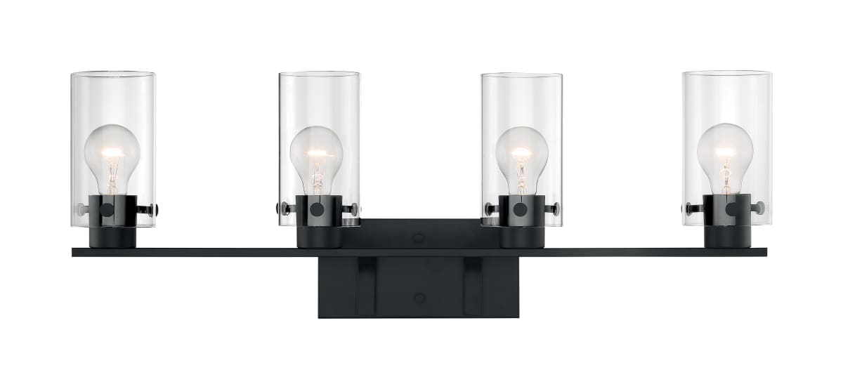 Vanity Nuvo 60-7274 Sommerset - 4 Light - Vanity Fixture - Matte Black Finish with Clear Glass Nuvo