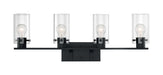 Vanity Nuvo 60-7274 Sommerset - 4 Light - Vanity Fixture - Matte Black Finish with Clear Glass Nuvo