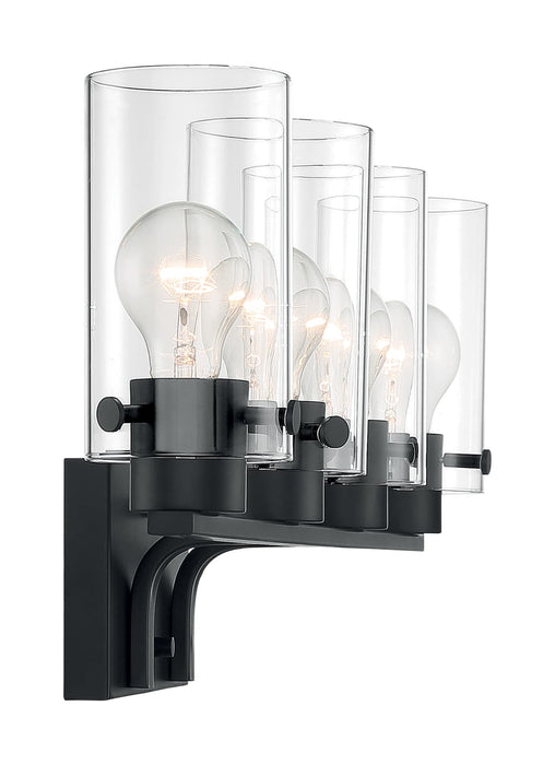 Vanity Nuvo 60-7274 Sommerset - 4 Light - Vanity Fixture - Matte Black Finish with Clear Glass Nuvo