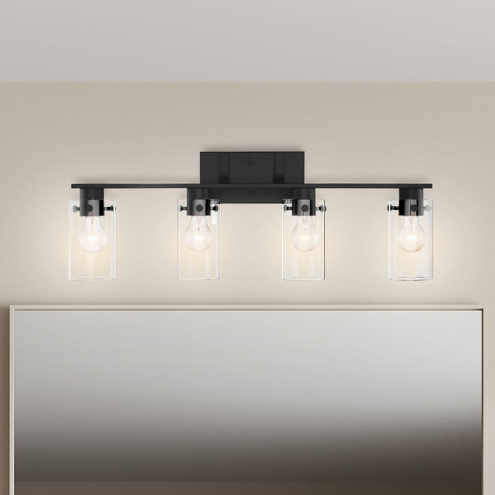 Vanity Nuvo 60-7274 Sommerset - 4 Light - Vanity Fixture - Matte Black Finish with Clear Glass Nuvo