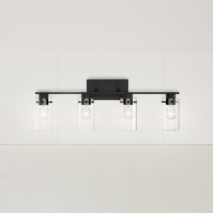 Vanity Nuvo 60-7274 Sommerset - 4 Light - Vanity Fixture - Matte Black Finish with Clear Glass Nuvo