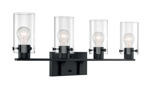 Vanity Nuvo 60-7274 Sommerset - 4 Light - Vanity Fixture - Matte Black Finish with Clear Glass Nuvo
