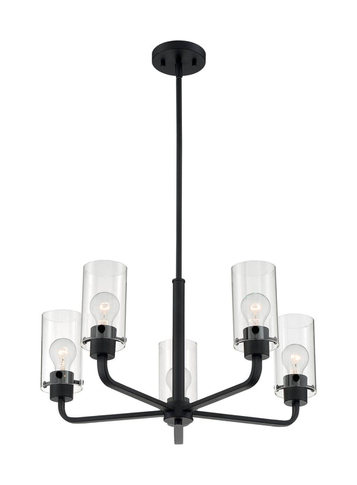 Chandelier Nuvo 60-7275 Sommerset - 5 Light - Chandelier Fixture - Matte Black Finish with Clear Glass Nuvo