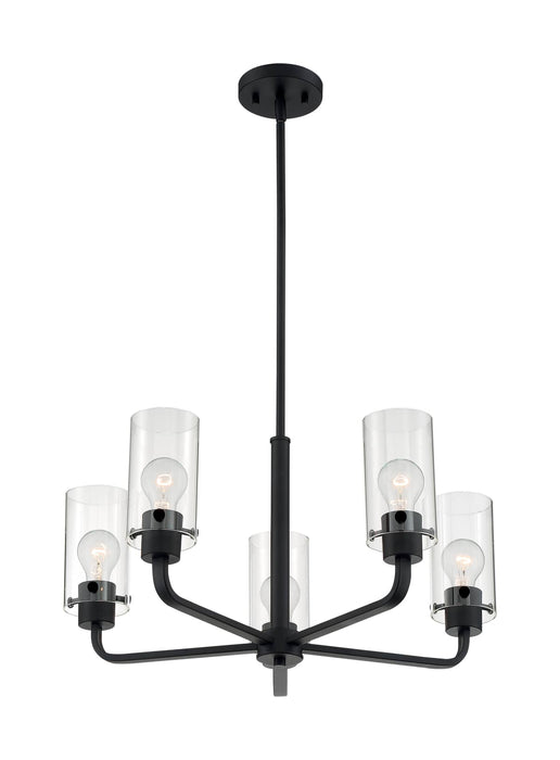 Chandelier Nuvo 60-7275 Sommerset - 5 Light - Chandelier Fixture - Matte Black Finish with Clear Glass Nuvo