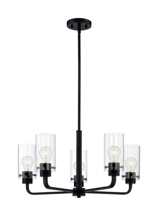 Chandelier Nuvo 60-7275 Sommerset - 5 Light - Chandelier Fixture - Matte Black Finish with Clear Glass Nuvo