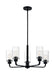 Chandelier Nuvo 60-7275 Sommerset - 5 Light - Chandelier Fixture - Matte Black Finish with Clear Glass Nuvo