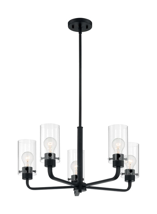 Chandelier Nuvo 60-7275 Sommerset - 5 Light - Chandelier Fixture - Matte Black Finish with Clear Glass Nuvo