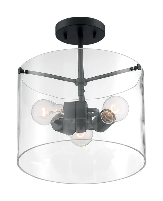 Semi Flush Nuvo 60-7278 Sommerset - 3 Light - Semi-Flush Fixture - Matte Black Finish with Clear Glass Nuvo