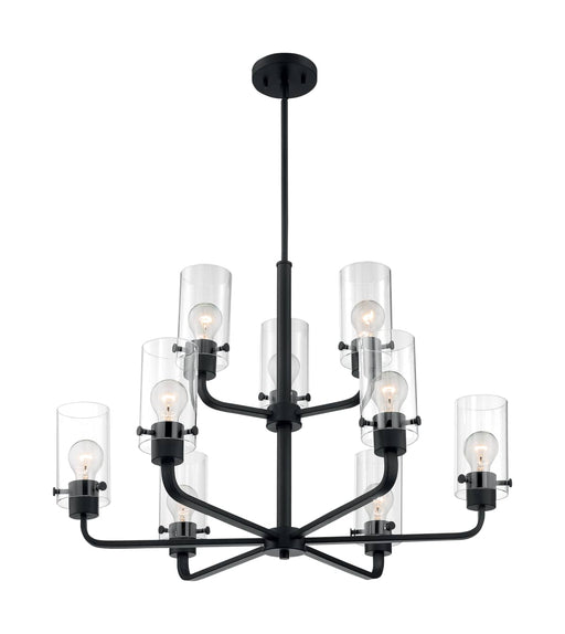 Chandelier Nuvo 60-7279 Sommerset - 9 Light - Chandelier Fixture - Matte Black Finish with Clear Glass Nuvo