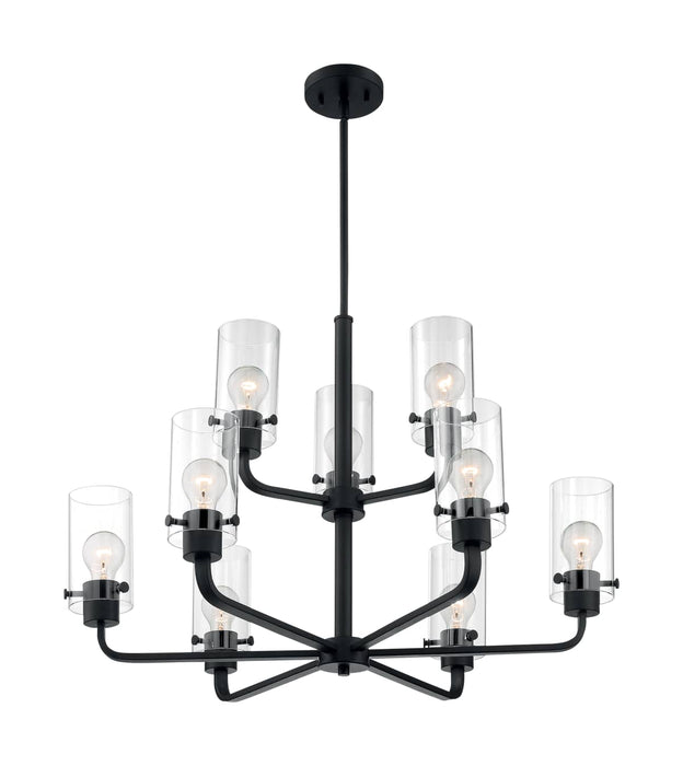 Chandelier Nuvo 60-7279 Sommerset - 9 Light - Chandelier Fixture - Matte Black Finish with Clear Glass Nuvo
