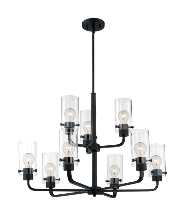 Chandelier Nuvo 60-7279 Sommerset - 9 Light - Chandelier Fixture - Matte Black Finish with Clear Glass Nuvo