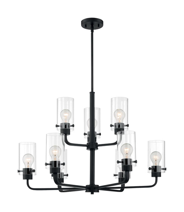 Chandelier Nuvo 60-7279 Sommerset - 9 Light - Chandelier Fixture - Matte Black Finish with Clear Glass Nuvo