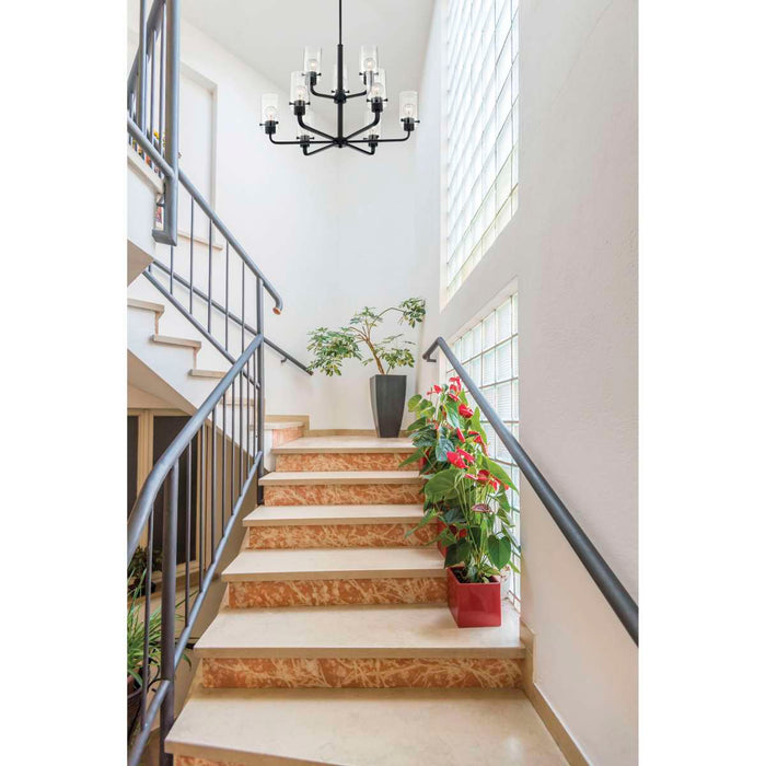 Chandelier Nuvo 60-7279 Sommerset - 9 Light - Chandelier Fixture - Matte Black Finish with Clear Glass Nuvo