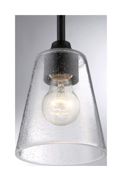 Mini Pendant Nuvo 60-7280 Bransel - 1 Light - Mini Pendant Fixture - Matte Black Finish with Clear Seeded Glass Nuvo