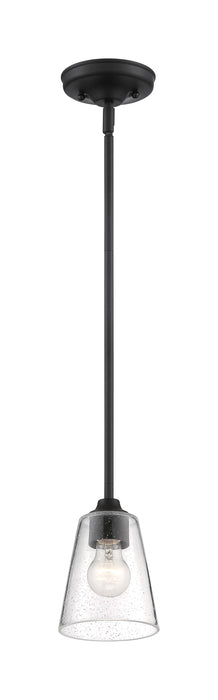 Mini Pendant Nuvo 60-7280 Bransel - 1 Light - Mini Pendant Fixture - Matte Black Finish with Clear Seeded Glass Nuvo