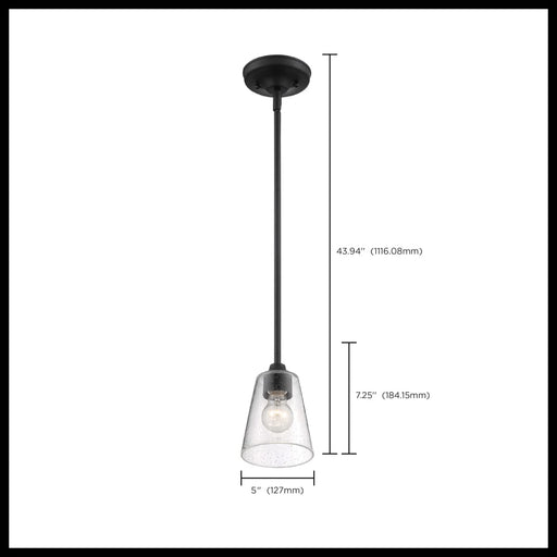 Mini Pendant Nuvo 60-7280 Bransel - 1 Light - Mini Pendant Fixture - Matte Black Finish with Clear Seeded Glass Nuvo