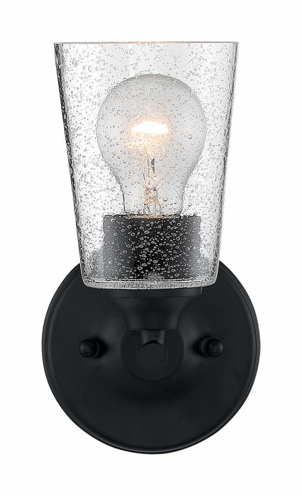 Vanity Nuvo 60-7281 Bransel - 1 Light - Vanity Fixture - Matte Black Finish with Clear Seeded Glass Nuvo