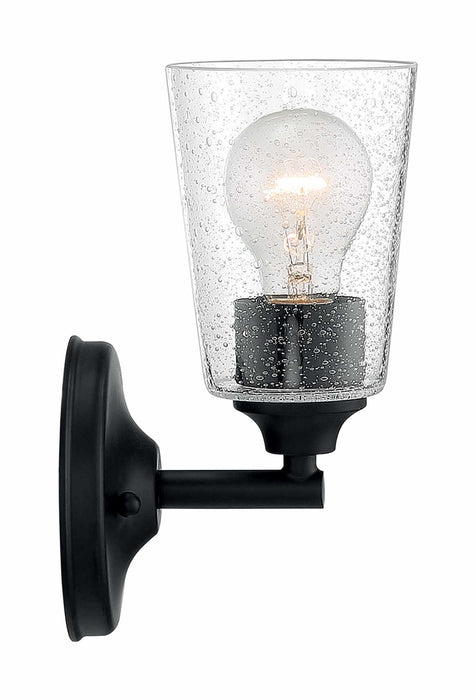 Vanity Nuvo 60-7281 Bransel - 1 Light - Vanity Fixture - Matte Black Finish with Clear Seeded Glass Nuvo