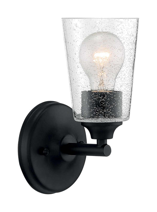 Vanity Nuvo 60-7281 Bransel - 1 Light - Vanity Fixture - Matte Black Finish with Clear Seeded Glass Nuvo