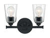 Vanity Nuvo 60-7282 Bransel - 2 Light - Vanity Fixture - Matte Black Finish with Clear Seeded Glass Nuvo