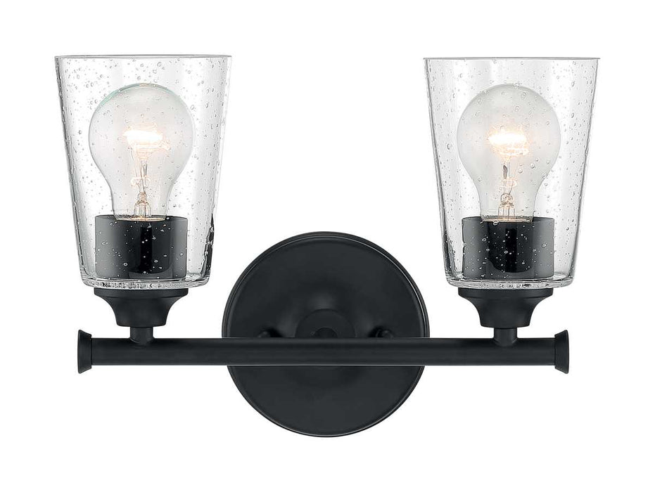 Vanity Nuvo 60-7282 Bransel - 2 Light - Vanity Fixture - Matte Black Finish with Clear Seeded Glass Nuvo