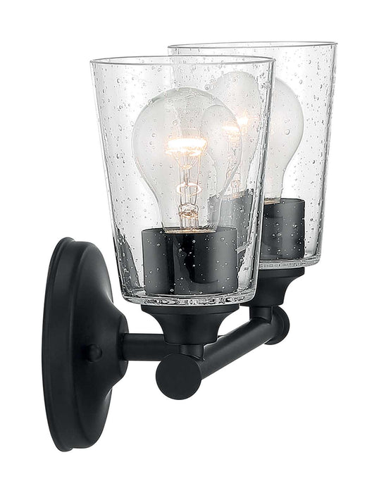 Vanity Nuvo 60-7282 Bransel - 2 Light - Vanity Fixture - Matte Black Finish with Clear Seeded Glass Nuvo