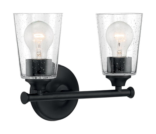 Vanity Nuvo 60-7282 Bransel - 2 Light - Vanity Fixture - Matte Black Finish with Clear Seeded Glass Nuvo