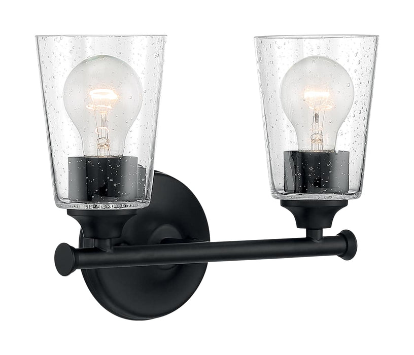 Vanity Nuvo 60-7282 Bransel - 2 Light - Vanity Fixture - Matte Black Finish with Clear Seeded Glass Nuvo