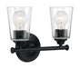 Vanity Nuvo 60-7282 Bransel - 2 Light - Vanity Fixture - Matte Black Finish with Clear Seeded Glass Nuvo
