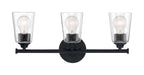 Vanity Nuvo 60-7283 Bransel - 3 Light - Vanity Fixture - Matte Black Finish with Clear Seeded Glass Nuvo