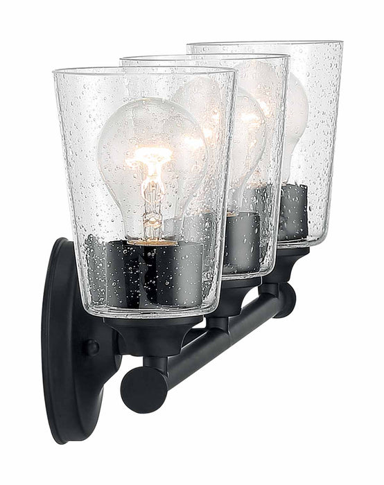 Vanity Nuvo 60-7283 Bransel - 3 Light - Vanity Fixture - Matte Black Finish with Clear Seeded Glass Nuvo