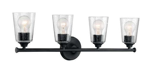 Vanity Nuvo 60-7284 Bransel - 4 Light - Vanity Fixture - Matte Black Finish with Clear Seeded Glass Nuvo