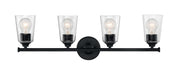Vanity Nuvo 60-7284 Bransel - 4 Light - Vanity Fixture - Matte Black Finish with Clear Seeded Glass Nuvo