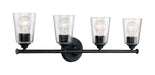 Vanity Nuvo 60-7284 Bransel - 4 Light - Vanity Fixture - Matte Black Finish with Clear Seeded Glass Nuvo