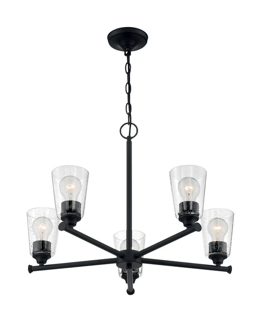 Chandelier Nuvo 60-7285 Bransel - 5 Light - Chandelier Fixture - Matte Black Finish with Clear Seeded Glass Nuvo