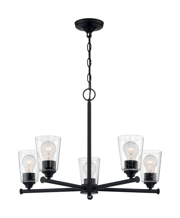 Chandelier Nuvo 60-7285 Bransel - 5 Light - Chandelier Fixture - Matte Black Finish with Clear Seeded Glass Nuvo