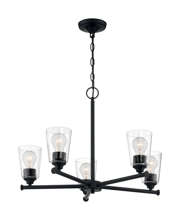 Chandelier Nuvo 60-7285 Bransel - 5 Light - Chandelier Fixture - Matte Black Finish with Clear Seeded Glass Nuvo