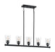 Island Pendant Nuvo 60-7286 Bransel - 5 Light - Island Pendant Fixture - Matte Black Finish with Clear Seeded Glass Nuvo