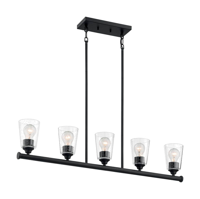 Island Pendant Nuvo 60-7286 Bransel - 5 Light - Island Pendant Fixture - Matte Black Finish with Clear Seeded Glass Nuvo