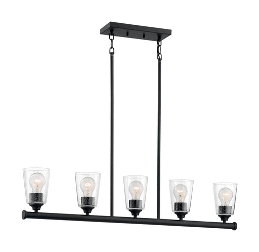 Island Pendant Nuvo 60-7286 Bransel - 5 Light - Island Pendant Fixture - Matte Black Finish with Clear Seeded Glass Nuvo