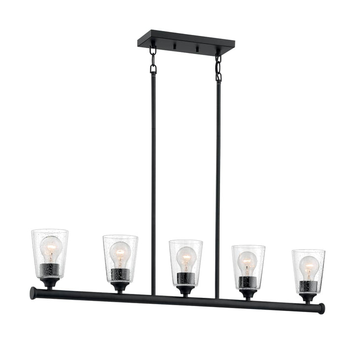 Island Pendant Nuvo 60-7286 Bransel - 5 Light - Island Pendant Fixture - Matte Black Finish with Clear Seeded Glass Nuvo