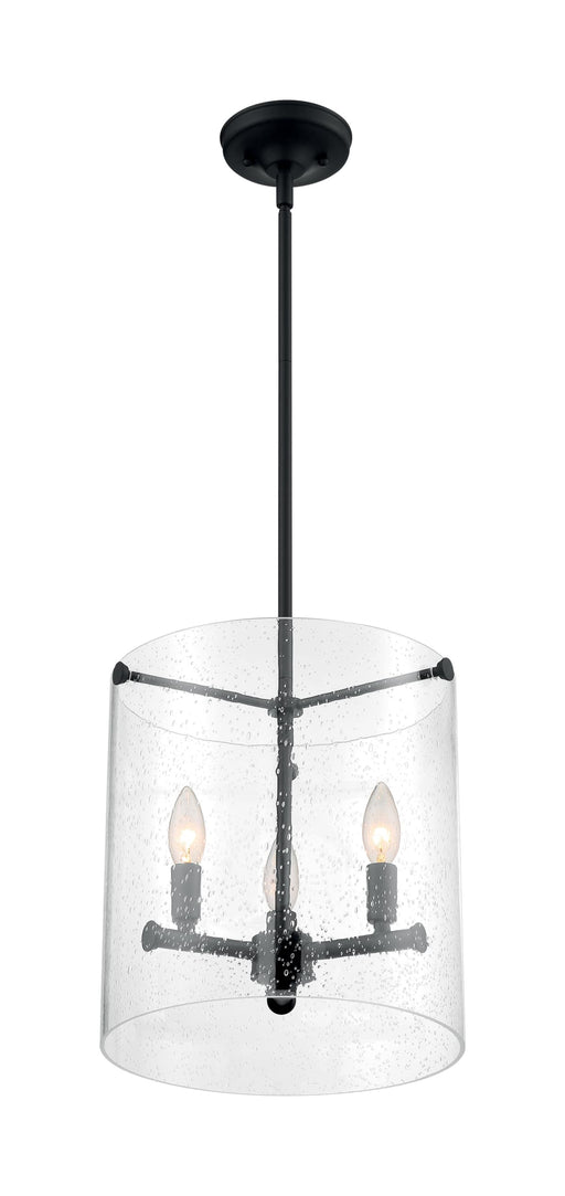 Pendant Nuvo 60-7287 Bransel - 3 Light - Pendant Fixture - Matte Black Finish with Clear Seeded Glass Nuvo