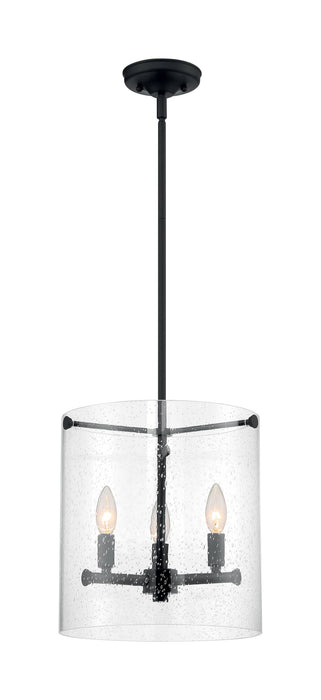 Pendant Nuvo 60-7287 Bransel - 3 Light - Pendant Fixture - Matte Black Finish with Clear Seeded Glass Nuvo