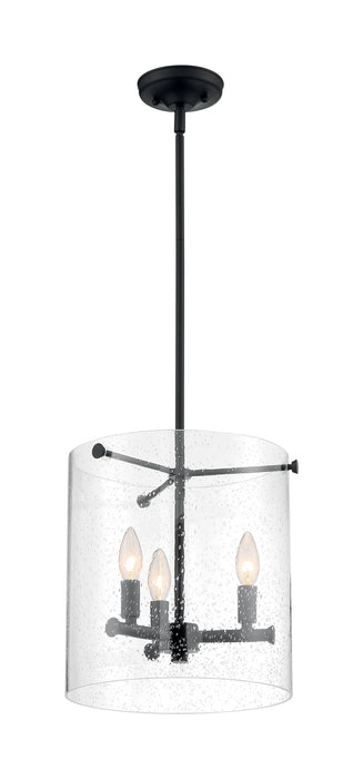 Pendant Nuvo 60-7287 Bransel - 3 Light - Pendant Fixture - Matte Black Finish with Clear Seeded Glass Nuvo